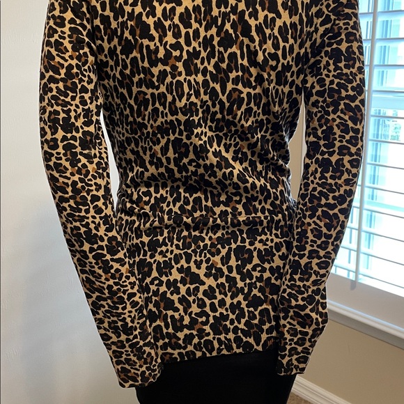 Tory Burch Classic Animal Print Cardigan Sweater w/TB Embellished Buttons Wool S - Picture 8 of 13